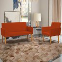 Ver imagem 1 de Kit Namoradeira Decorativa Para Sala Nina + Poltrona Para Recepção Manicure Suede