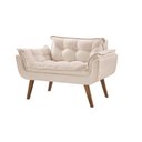 Ver imagem 1 de Poltrona Opalla Namoradeira Bege Em Fibra Siliconada Sued Pés Palito