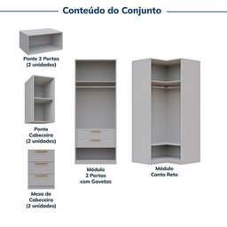 Guarda-Roupa Modulado de Canto 8 Peças 10 Portas com 2 Portas Reflecta Jade Cabecasa Madeiramadeira - 4