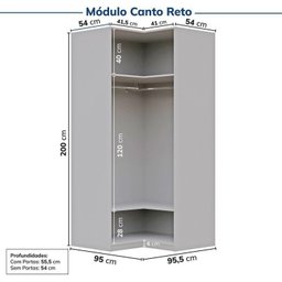 Guarda-Roupa Modulado de Canto 8 Peças 10 Portas com 2 Portas Reflecta Jade Cabecasa Madeiramadeira - 12