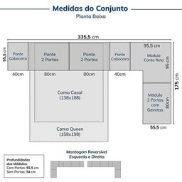 Guarda-Roupa Modulado de Canto 8 Peças 10 Portas com 2 Portas Reflecta Jade Cabecasa Madeiramadeira - 2
