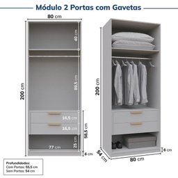 Guarda-Roupa Modulado de Canto 8 Peças 10 Portas com 2 Portas Reflecta Jade Cabecasa Madeiramadeira - 11