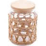 2 Potes Herméticos Vidro com Sisal Tampa Madeira Wolff 750ml Porta Mantimentos - 3
