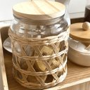 Ver imagem 2 de 2 Potes Herméticos Vidro com Sisal Tampa Madeira Wolff 750ml Porta Mantimentos