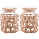 Ver imagem 1 de 2 Potes Herméticos Vidro com Sisal Tampa Madeira Wolff 750ml Porta Mantimentos