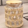 2 Potes Herméticos Vidro com Sisal Tampa Madeira Wolff 750ml Porta Mantimentos - 4