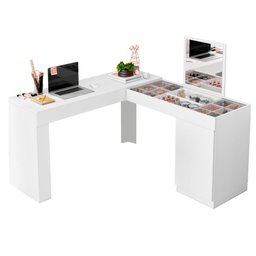 Escrivaninha e Penteadeira Camarim Star com Espelho Branco Fosco - Ninho Decor - 5