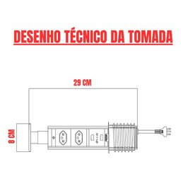 Torre de Tomadas Multiplug com 3 Tomadas Preto - 2