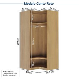 Guarda-roupa Modulado de Canto 12 Peças 16 Portas Jade CabeCasa MadeiraMadeira - 12