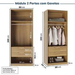 Guarda-roupa Modulado de Canto 12 Peças 16 Portas Jade CabeCasa MadeiraMadeira - 11