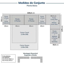 Guarda-roupa Modulado de Canto 12 Peças 16 Portas Jade CabeCasa MadeiraMadeira - 2
