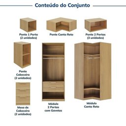 Guarda-roupa Modulado de Canto 12 Peças 16 Portas Jade CabeCasa MadeiraMadeira - 4