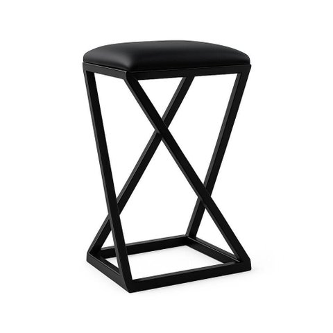 Banqueta Z Alta 80 Cm Industrial Cozinha Moderno Corino Cor:preto