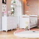 Ver imagem 1 de Quarto de Bebê com Berço Americano e Cômoda 1 Porta Nina Espresso Móveis Branco/Brilho