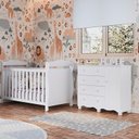 Ver imagem 1 de Quarto de Bebê com Berço Americano e Cômoda 1 Porta Nina Espresso Móveis Branco/Brilho