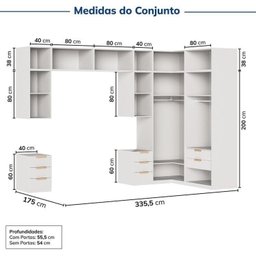 Guarda-roupa Modulado de Canto 12 Peças 16 Portas Jade CabeCasa MadeiraMadeira - 3