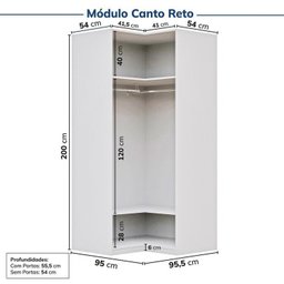 Guarda-roupa Modulado de Canto 12 Peças 16 Portas Jade CabeCasa MadeiraMadeira - 12