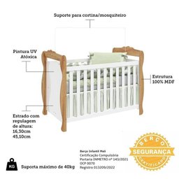 Quarto de Bebê com Berço Americano e Cômoda 1 Porta Nina Espresso Móveis - 4