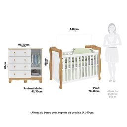 Quarto de Bebê com Berço Americano e Cômoda 1 Porta Nina Espresso Móveis - 3