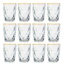 Ver imagem 1 de Conjunto de Copos de Vidro Diamond Fio de Ouro 270ml 12 peças - Lyor