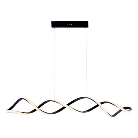 Lustre Pendente Moderno Espiral 100cm Led 56w 3000k Bivolt Preto