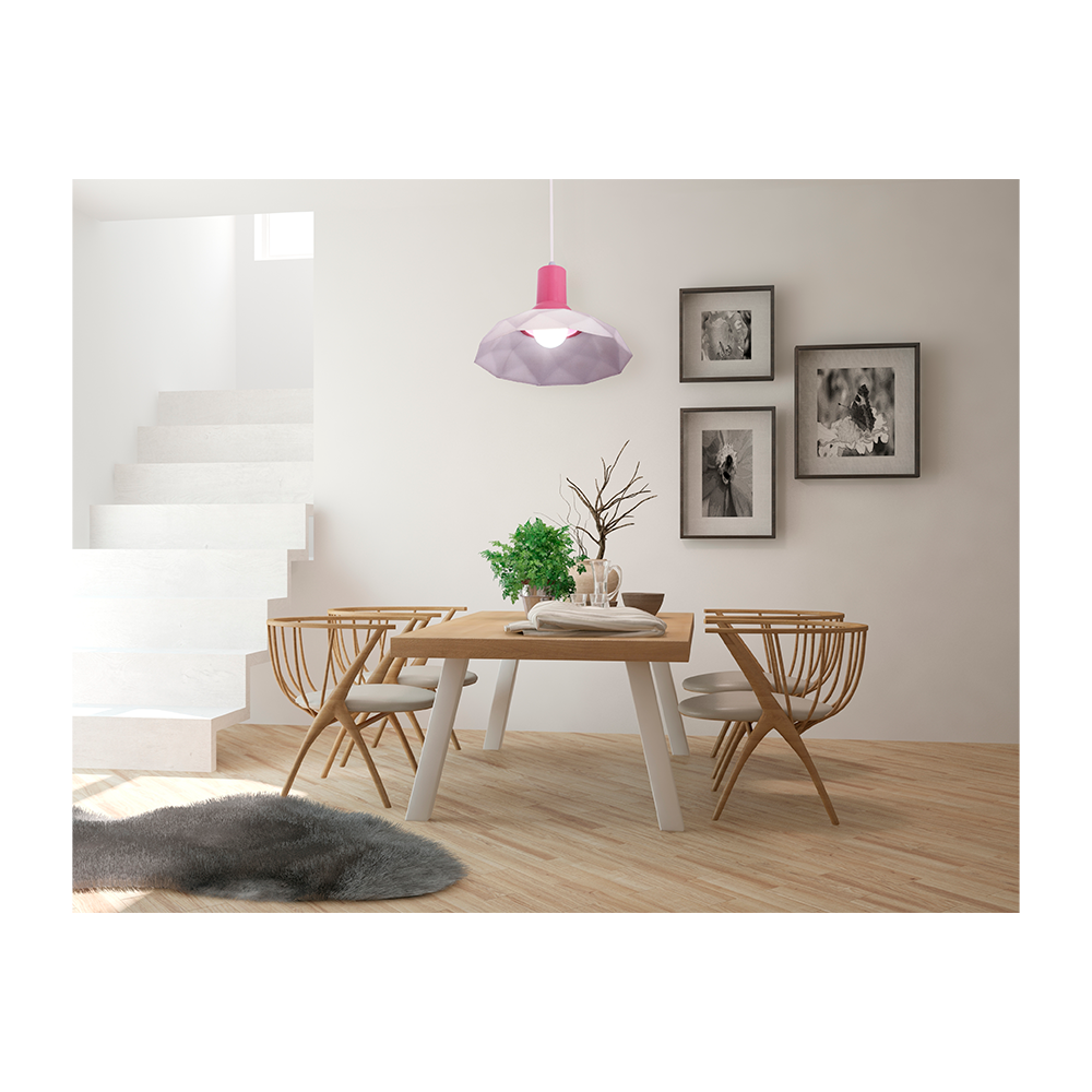 Lustre Pendente Praia Litoral Cozinha Balcão Sides M3 1 Lâmpada E27 Bivolt:Branco com Rosa/110V/220V - 3