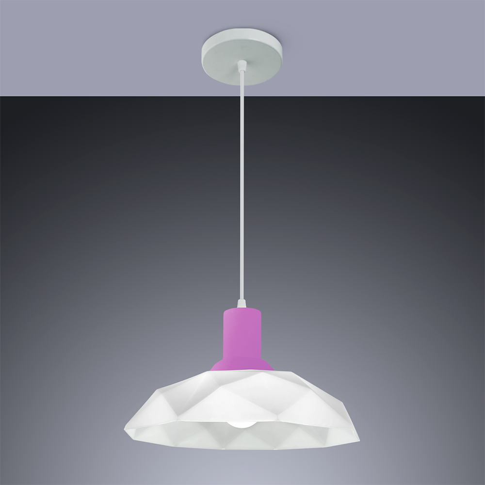 Lustre Pendente Praia Litoral Cozinha Balcão Sides M3 1 Lâmpada E27 Bivolt:Branco com Rosa/110V/220V - 2