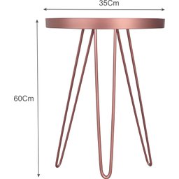 Conjunto Mesa Lateral Rosé Gold em Ferro com Tampo em Vidro - 6