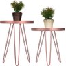 Conjunto Mesa Lateral Rosé Gold em Ferro com Tampo em Vidro - 1