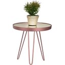Ver imagem 2 de Conjunto Mesa Lateral Rosé Gold em Ferro com Tampo em Vidro