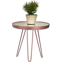 Conjunto Mesa Lateral Rosé Gold em Ferro com Tampo em Vidro - 2