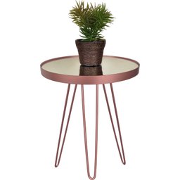 Conjunto Mesa Lateral Rosé Gold em Ferro com Tampo em Vidro - 3