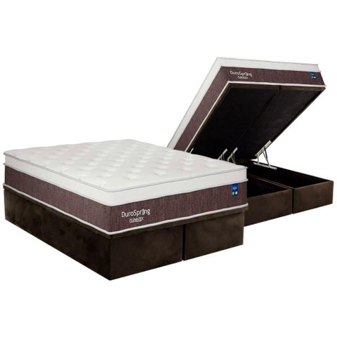 Conjunto Box Baú King: Colchão Molas Plumatex Superlastic Durospring + Base Crc Suede Brown(