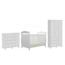 Ver imagem 3 de Quarto de Bebê Completo Berço 3 em 1, Guarda-Roupa 3 Portas e Cômoda 100% MDF Nina Espresso Móveis Branco/Brilho