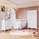 Ver imagem 1 de Quarto de Bebê Completo Berço 3 em 1, Guarda-Roupa 3 Portas e Cômoda 100% MDF Nina Espresso Móveis Branco/Brilho
