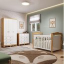 Ver imagem 1 de Quarto de Bebê Completo Berço 3 em 1, Guarda-Roupa 3 Portas e Cômoda 100% MDF Nina Espresso Móveis Branco/Brilho/Amêndoa