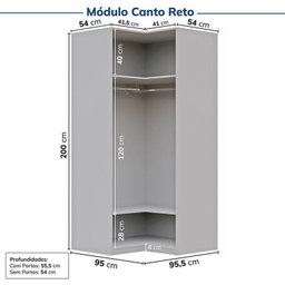 Guarda-roupa Modulado de Canto 12 Peças 16 Portas Jade CabeCasa MadeiraMadeira - 12