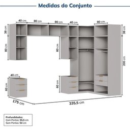 Guarda-roupa Modulado de Canto 12 Peças 16 Portas Jade CabeCasa MadeiraMadeira - 3