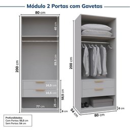 Guarda-roupa Modulado de Canto 12 Peças 16 Portas Jade CabeCasa MadeiraMadeira - 11