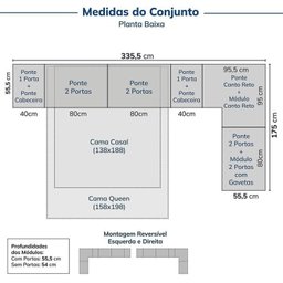 Guarda-roupa Modulado de Canto 12 Peças 16 Portas Jade CabeCasa MadeiraMadeira - 2