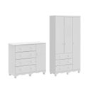 Ver imagem 2 de Quarto Infantil com Guarda-Roupa 3 Portas e Cômoda 1 Porta 100% MDF Mimo Espresso Móveis Branco/Brilho