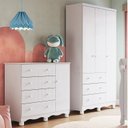 Ver imagem 1 de Quarto Infantil com Guarda-Roupa 3 Portas e Cômoda 1 Porta 100% MDF Mimo Espresso Móveis Branco/Brilho