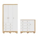 Ver imagem 2 de Quarto Infantil com Guarda-Roupa 3 Portas e Cômoda 1 Porta 100% MDF Mimo Espresso Móveis Branco/Brilho/Amêndoa