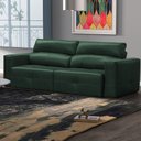 Ver imagem 1 de Sofá Decorativo Monica 3 Lugares Sala de Estar 252cm Reclinável e Retrátil Couro Verde Esmeralda Bri