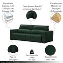 Ver imagem 3 de Sofá Decorativo Monica 3 Lugares Sala de Estar 252cm Reclinável e Retrátil Couro Verde Esmeralda Bri