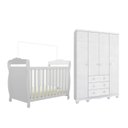 Ver imagem 3 de Quarto de Bebê com Guarda-Roupa 4 Portas e Berço Minicama 100% MDF Nina Espresso Móveis Branco/Brilho