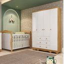Ver imagem 1 de Quarto de Bebê com Guarda-Roupa 4 Portas e Berço Minicama 100% MDF Nina Espresso Móveis Branco/Brilho/Amêndoa