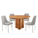 Ver imagem 2 de Sala de Jantar Mesa Selene com 4 Cadeiras Moderna Mobilia Luna/cinamomo Imbuia/prata
