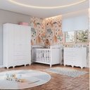 Ver imagem 1 de Quarto de Bebê Completo Berço 3 em 1, Guarda-Roupa 4 Portas e Cômoda 100% MDF Nina Espresso Móveis Branco/Brilho