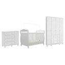 Ver imagem 3 de Quarto de Bebê Completo Berço 3 em 1, Guarda-Roupa 4 Portas e Cômoda 100% MDF Nina Espresso Móveis Branco/Brilho